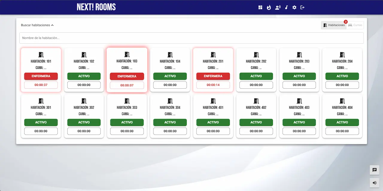 Next! Rooms: Screenshoot del dashboard | GioCodeLab